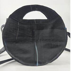 Eco Friendly Recycled Round Rubber Inner Tube Tire Handle Crossbody Bag Purse